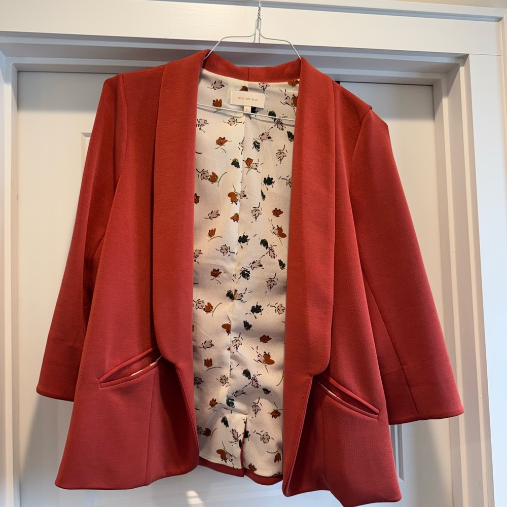 Skies Are Blue Scarlet Blazer with Floral Lining